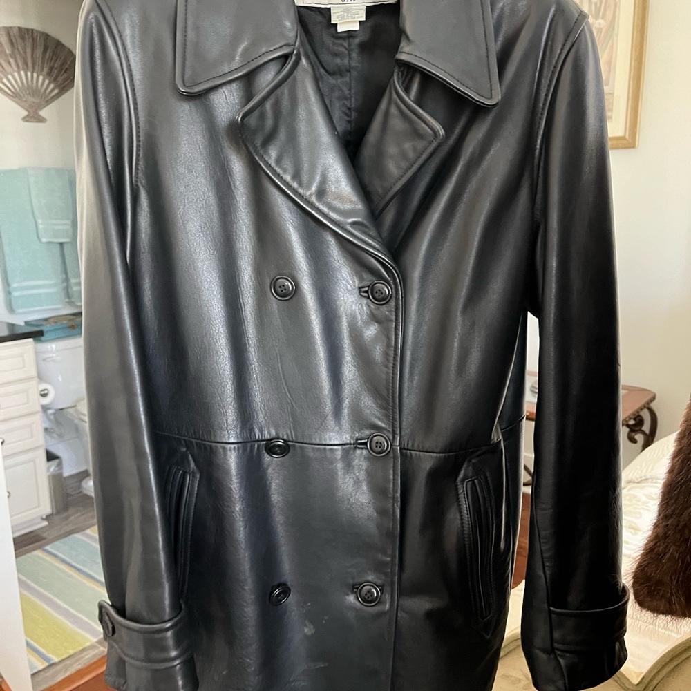 Vintage Gap black leather double breasted jacket